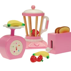 13-Piece Wooden Play Appliances Accessories Set with Blender, Toaster & Scale