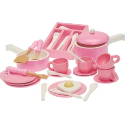 36-Piece Wooden Toy Dishes & Utensils Basics Set | including Pots, Pans