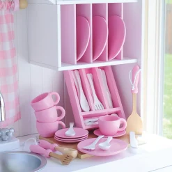 36-Piece Wooden Toy Dishes & Utensils Basics Set | including Pots, Pans