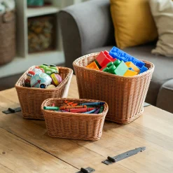 Plastic Wicker Baskets - Set of 9