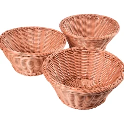 Plastic Wicker Round Baskets - Set of 3