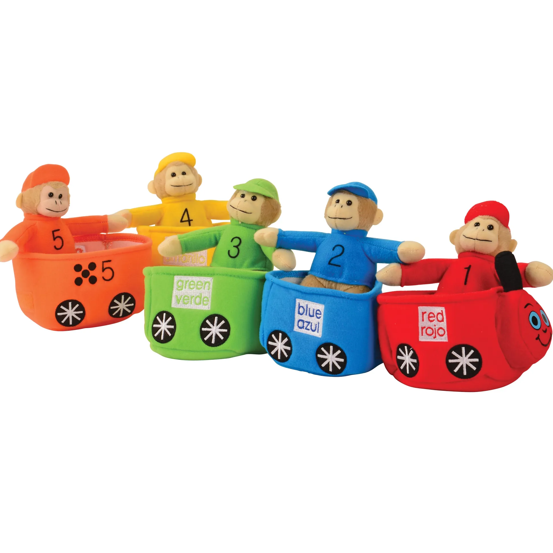 Play and Learn Monkey Train | Color and Number Learning Toy with 5 Soft Monkeys | Bilingual
