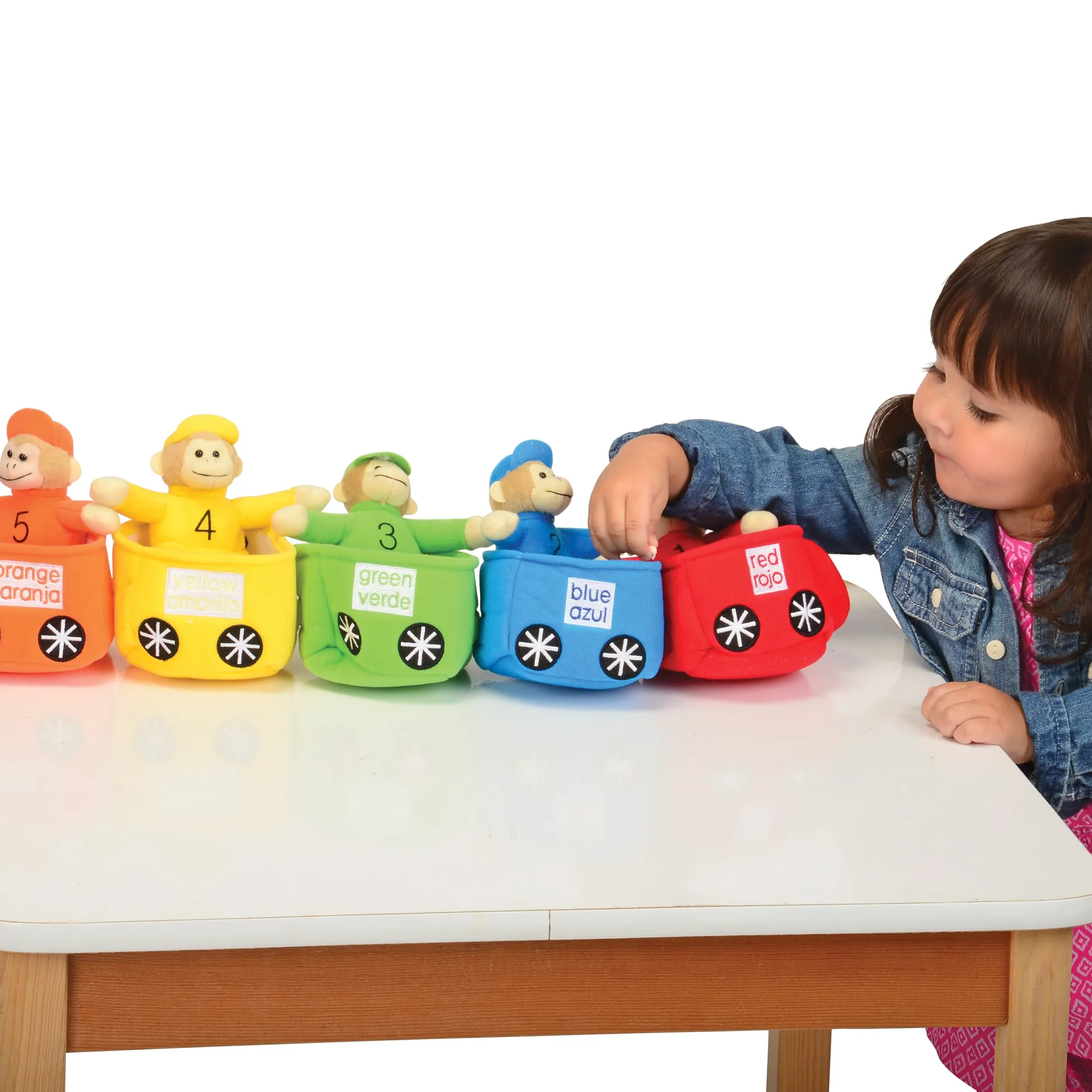 Play and Learn Monkey Train | Color and Number Learning Toy with 5 Soft Monkeys | Bilingual