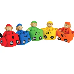 Play & Learn Monkey Train | Soft Velour Color & Number Matching Toy Set with Five Monkeys & Train Cars | English-Only Version