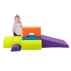Playtime and Climb Set | 6-Piece Foam Toddler Climber with Slide, Ramp & Seat