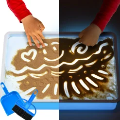 Portable Light Up Sand Table | Illuminated Sensory Play Tray with Included Sand, Tools & USB Charger