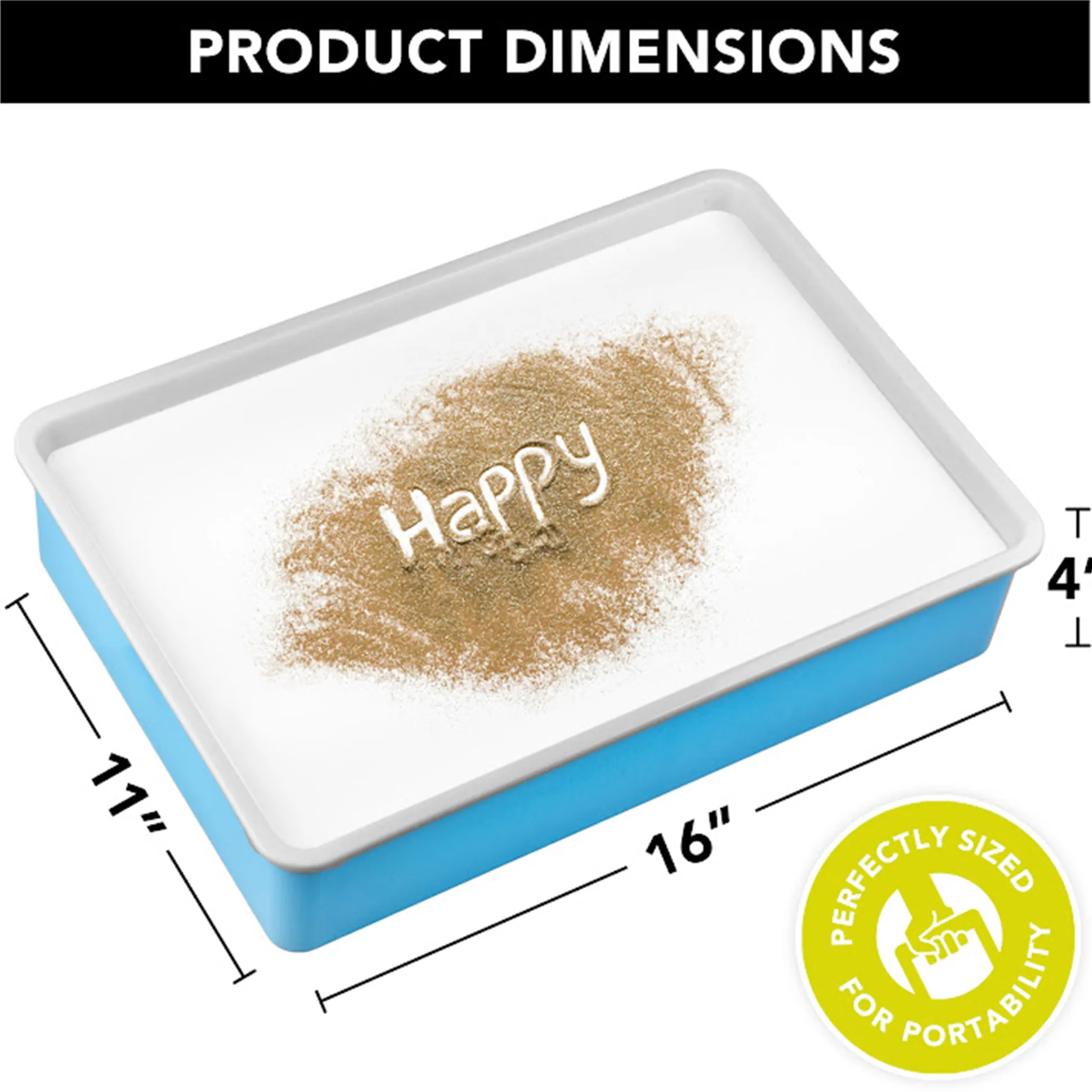 Portable Light Up Sand Table | Illuminated Sensory Play Tray with Included Sand, Tools & USB Charger