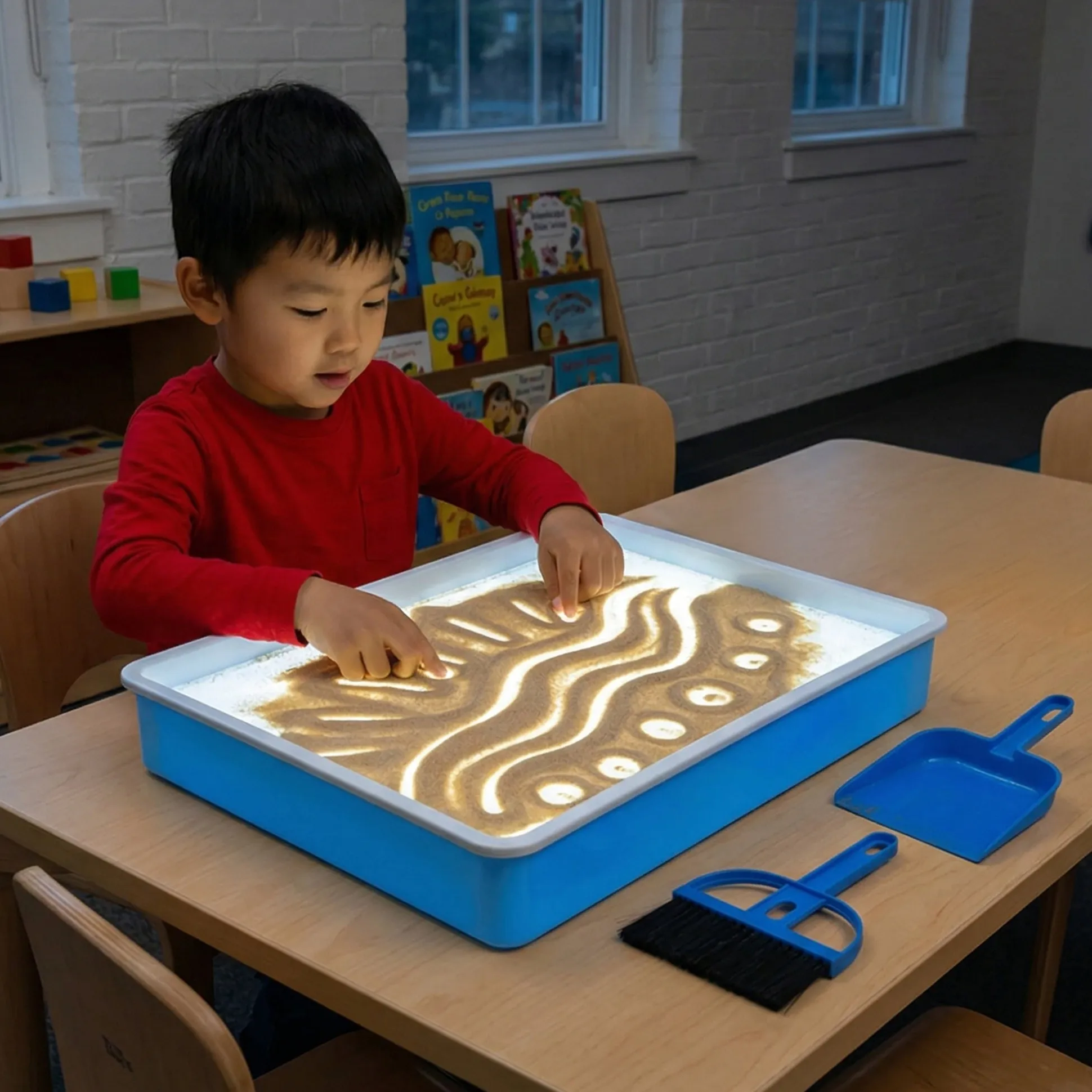 Portable Light Up Sand Table | Illuminated Sensory Play Tray with Included Sand, Tools & USB Charger