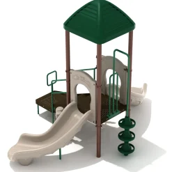 Powells Bay Dual Slide Playground Set | ADA-Compliant Outdoor Play Structure with Climber, Ship’s Wheel & Shade Roof for Ages 2–12