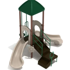Powells Bay Dual Slide Playground Set | ADA-Compliant Outdoor Play Structure with Climber, Ship’s Wheel & Shade Roof for Ages 2–12