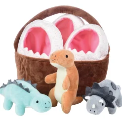 Prehistoric Basket of Dinos Plush Play Set | 7-Piece Soft Toy Set