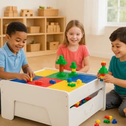Preschool Building Brick Activity Table with Storage Drawer