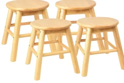 Preschool Wooden Stool Bundle | 4-Pack Durable Hardwood Classroom Seating