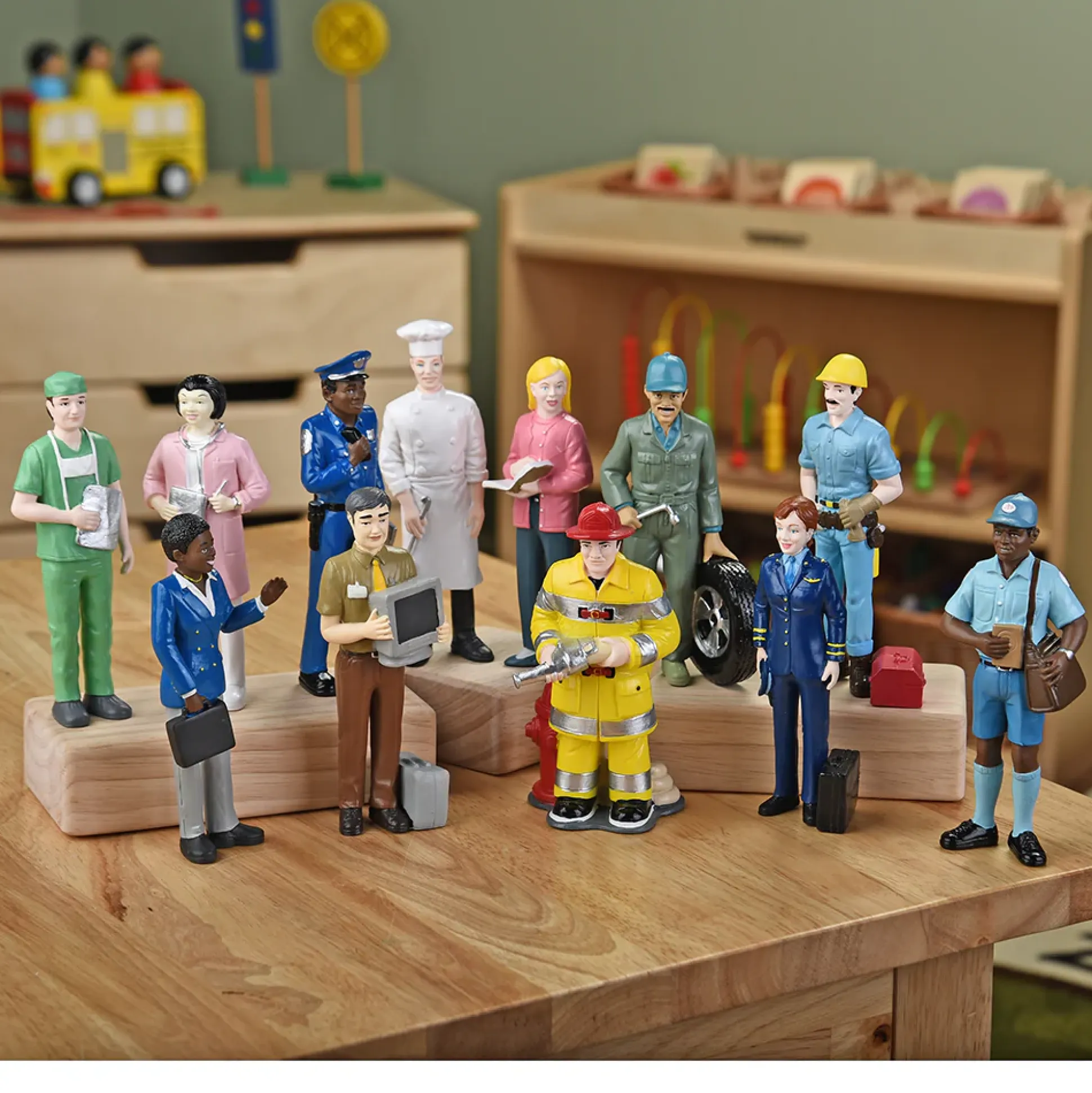 Pretend Professionals Career Figurine Set | 12 Realistic Vinyl Occupation Toys