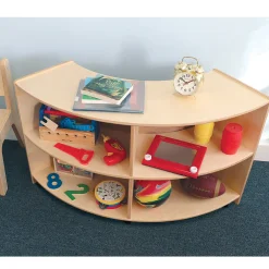 Quarter Circle Birch Classroom Storage Unit with Outer Shelves & Casters | 24