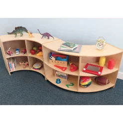 Quarter Circle Birch Classroom Storage Unit with Outer Shelves & Casters | 24