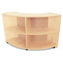 Quarter Circle Birch Classroom Storage Unit with Outer Shelves & Casters | 24