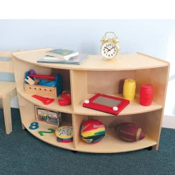 Quarter Circle Birch Classroom Storage Unit with Outer Shelves & Casters | 24