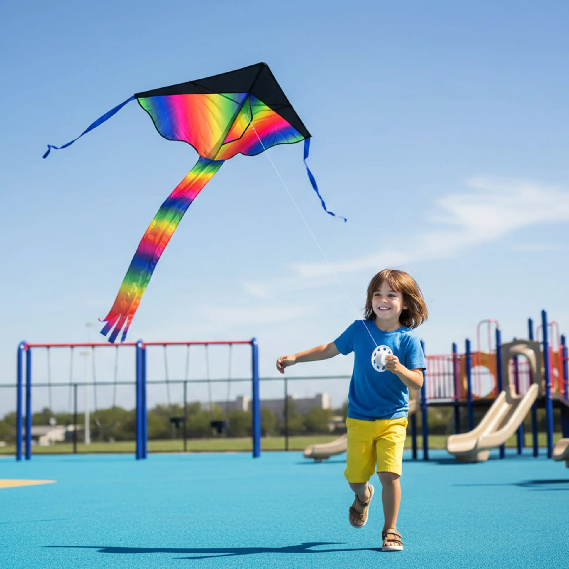 Rainbow Dragon Tail Kite | Easy-Fly Nylon Kite with 41" Wingspan
