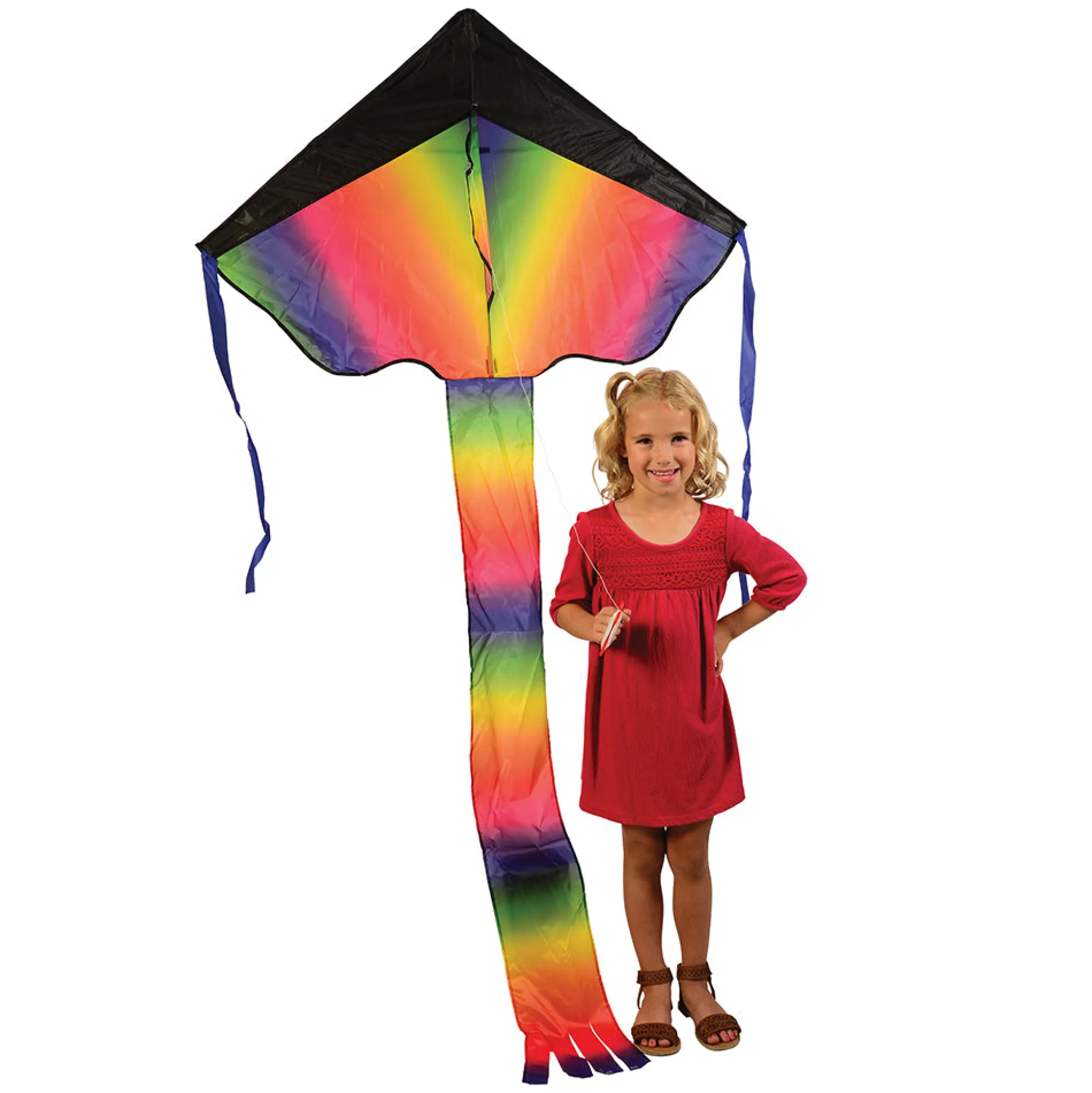 Rainbow Dragon Tail Kite | Easy-Fly Nylon Kite with 41" Wingspan