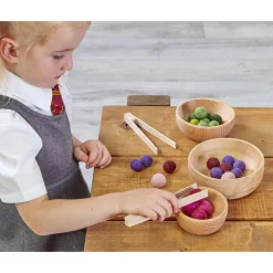 Rainbow Felt Bowls & Balls Set | Montessori Color Sorting, Counting, and Fine Motor Skills Learning Kit