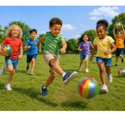 Rainbow Inflatable Beach Balls | 12 Pack of 9-Inch Colorful Play Balls