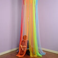 Rainbow Retreat Reading & Play Canopy | 8' Tall with Tie-Back Entrance & Colorful Netting