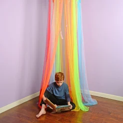 Rainbow Retreat Reading & Play Canopy | 8' Tall with Tie-Back Entrance & Colorful Netting