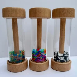 Rattle Rollers Sensory Toy Set | Wooden Baby Rattle Rollers with Sound, Glow & Visual Stimulation