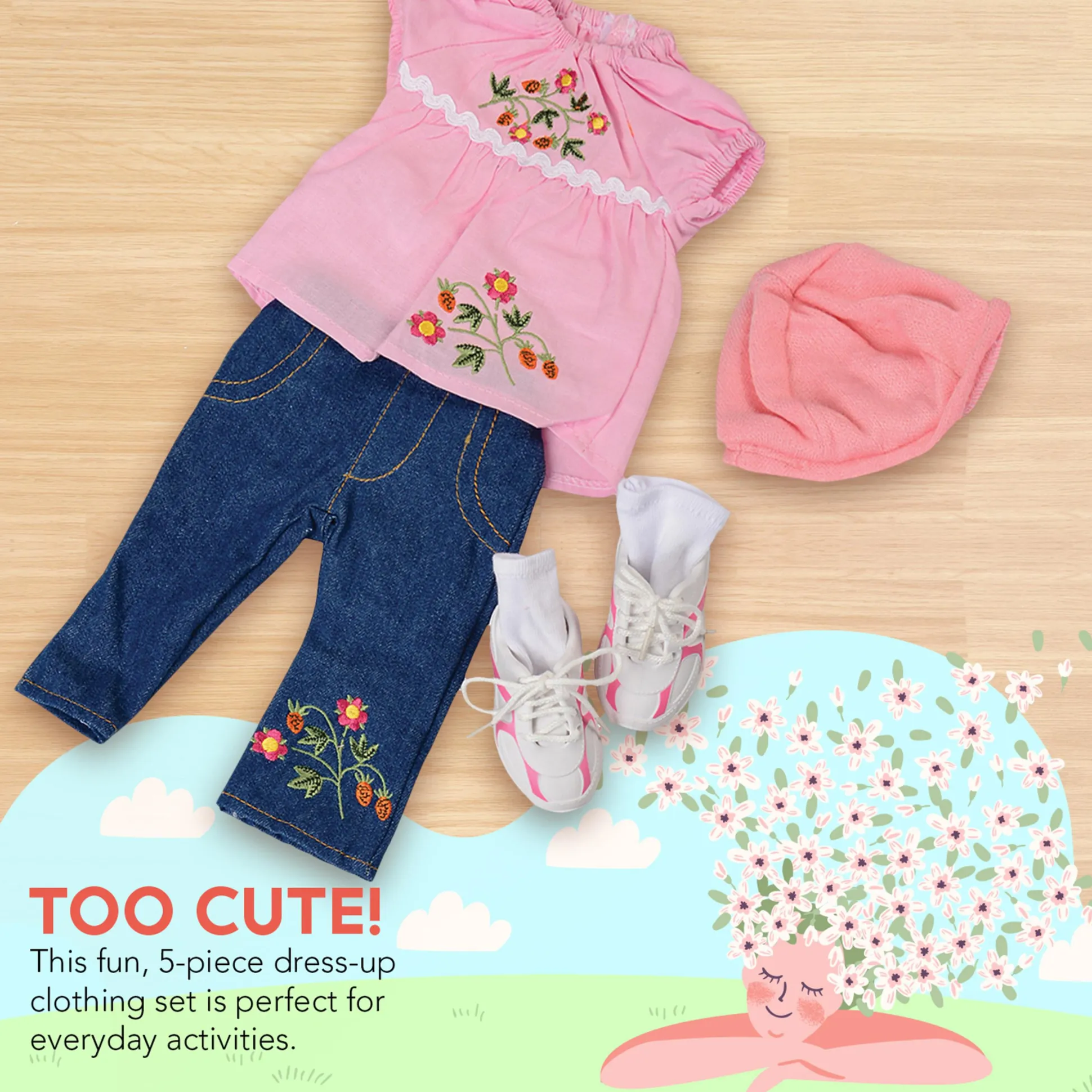 Realistic Doll Clothing Set for 16"–18" Dolls - Jeans, Hat & Shoes