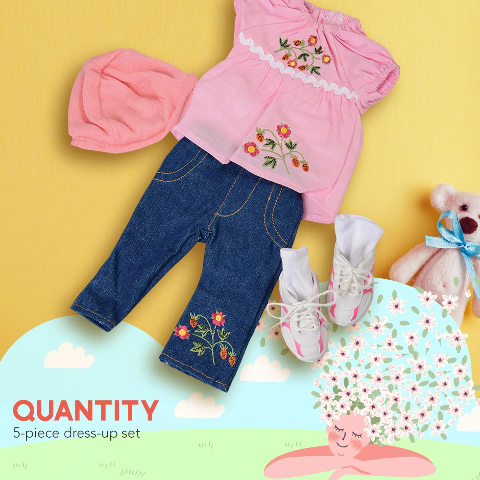 Realistic Doll Clothing Set for 16"–18" Dolls - Jeans, Hat & Shoes