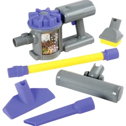 Realistic Handheld Pretend Vacuum with Attachments – Preschool Dramatic Play Cleaning Set