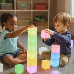 Rechargeable LED Light Blocks | 12-Piece Color-Changing STEM Sensory Building Set