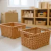 Rectangle Plastic Woven Basket/w Handles