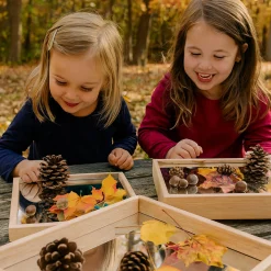 Reflective Observation Trays | Set of 3 Double-Sided Mirrored Wooden Trays for Exploring Light, Shadows & Structures