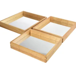 Reflective Observation Trays | Set of 3 Double-Sided Mirrored Wooden Trays for Exploring Light, Shadows & Structures