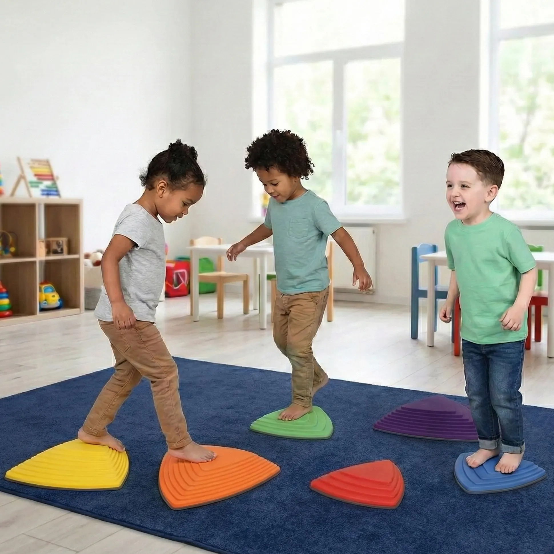 River Stones 6-Piece Set | Triangular Balance Stones for Active Play