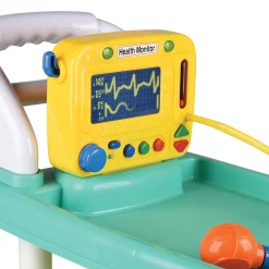 Rolling Medical Cart Play Set with Lab Coat & 12 Accessories