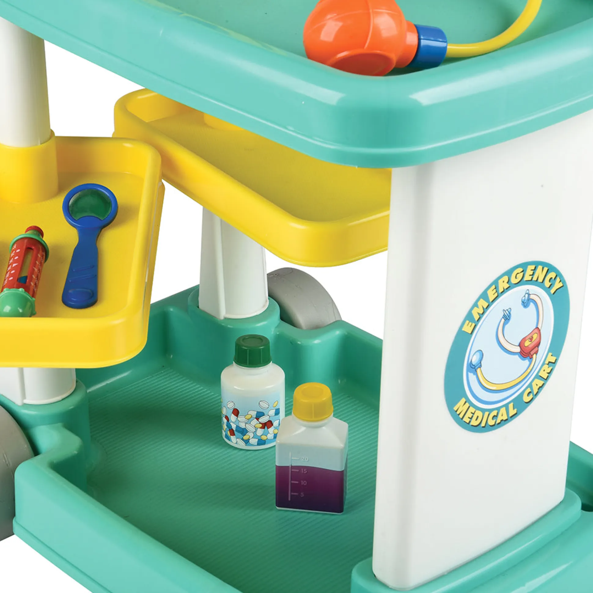 Rolling Medical Cart Play Set with Lab Coat & 12 Accessories