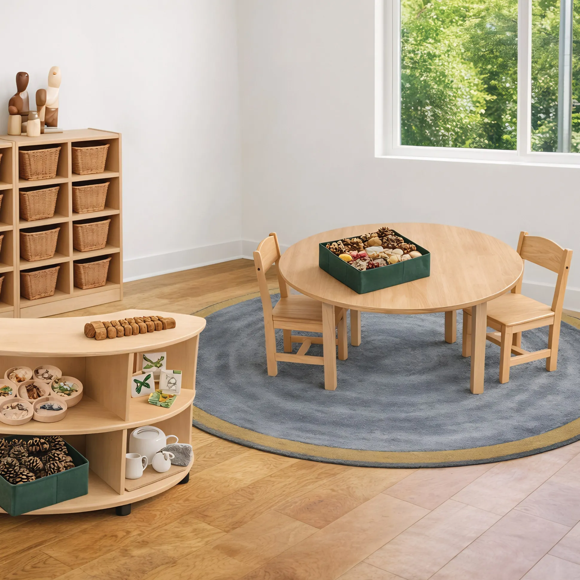 36" Round Solid Hardwood Table & 2 Chairs Set | Child-Sized
