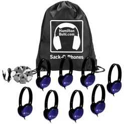 Sack-O-Phones 8-Piece Headphone Set with Jack Box & Carry Bag