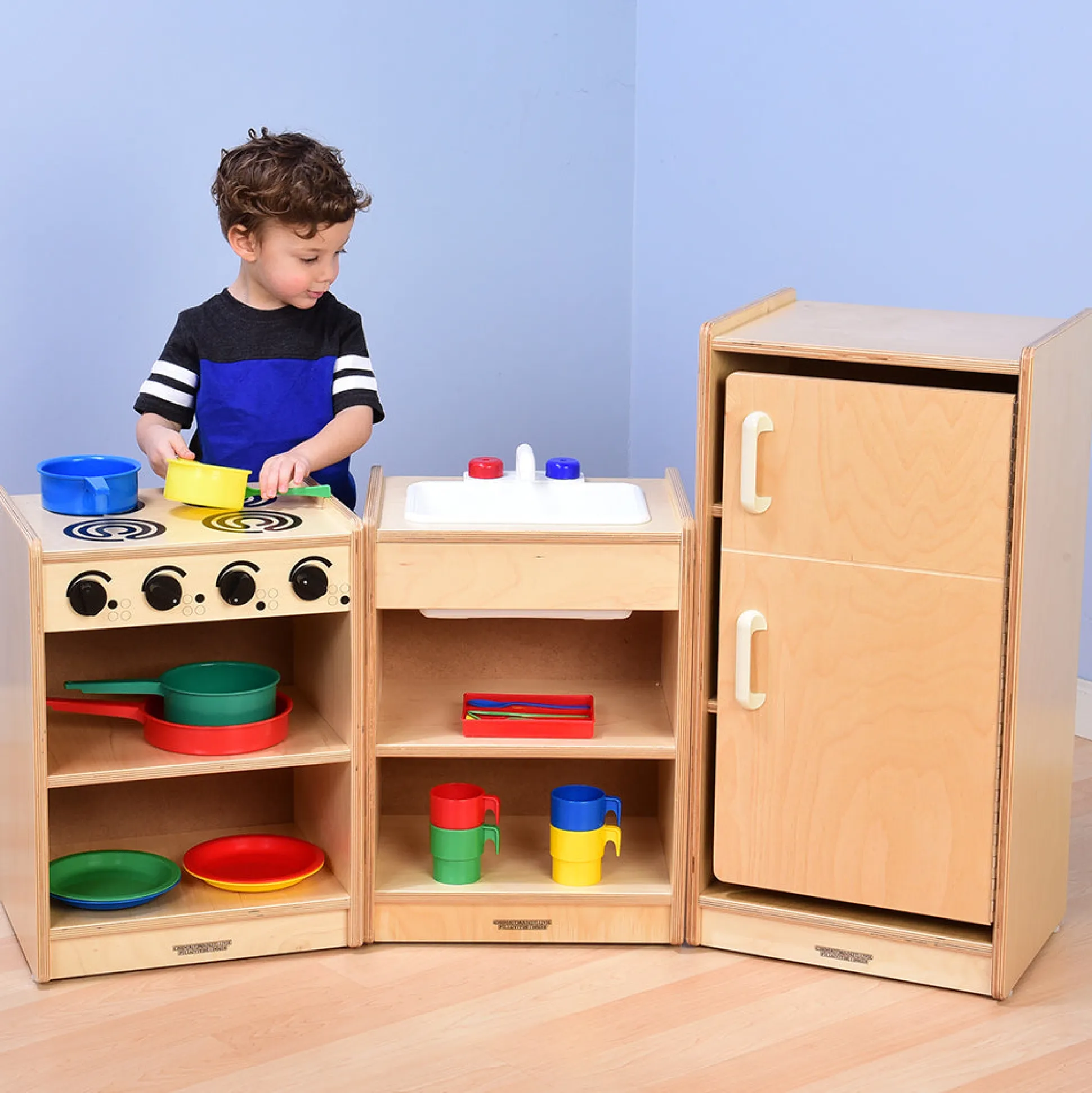 Safe-Play Eco-Friendly Toddler Toy Kitchen | 3 Piece Set
