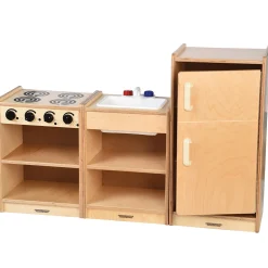 Safe-Play Eco-Friendly Toddler Toy Kitchen | 3 Piece Set