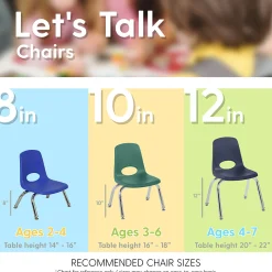 12" Sand Stack Chairs 2-Piece Set | Durable, No-Snag Classroom Seating