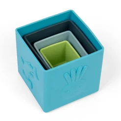 Scandi Nesting Silicone Blocks | Soft Baby Stacking Cubes with Ocean Animal Designs, Water Play Features & Sensory Learning