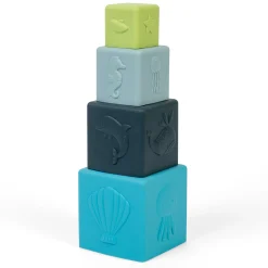 Scandi Nesting Silicone Blocks | Soft Baby Stacking Cubes with Ocean Animal Designs, Water Play Features & Sensory Learning