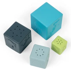 Scandi Nesting Silicone Blocks | Soft Baby Stacking Cubes with Ocean Animal Designs, Water Play Features & Sensory Learning