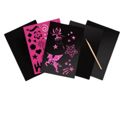 Scratch Art Princess Pink Glitter - 4 Boards, Wooden Stylus, Stencil