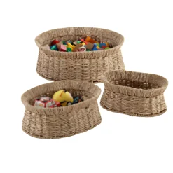 Seagrass Oval Storage Baskets, Set of 3