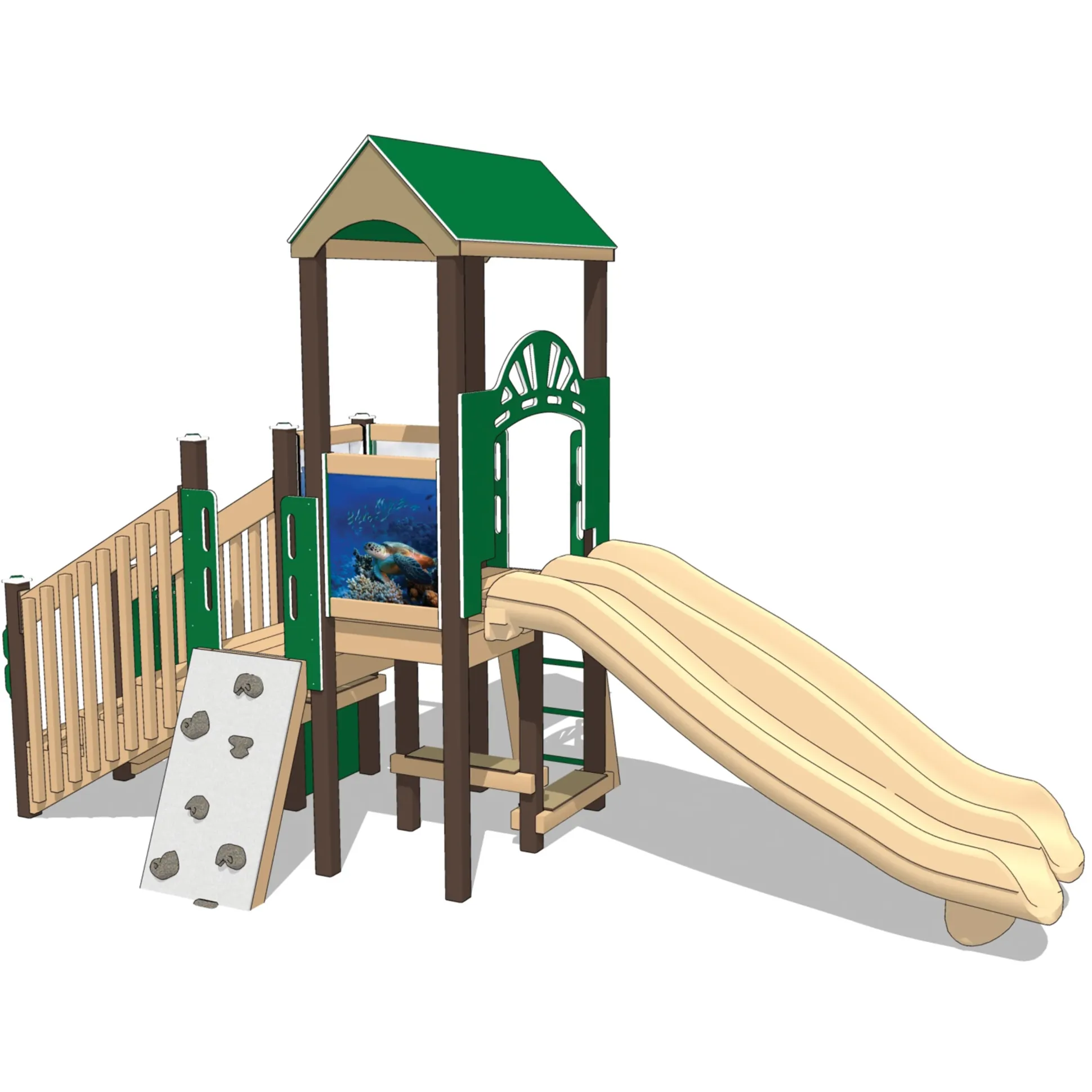 Sea Turtle | Double Slide Preschool Playground Structure for Ages 2–5